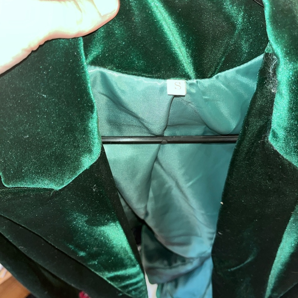 Emerald Green Velvet Blazer S - Picture 2 of 2